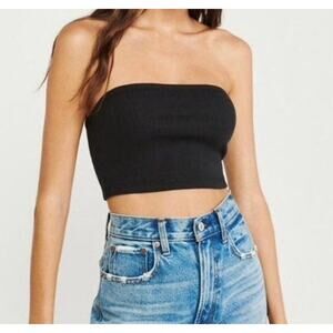 Abercrombie & Fitch Black Ribbed Womens Tube Top In Size Small